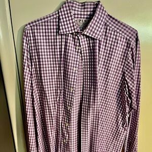 Thomas Pink Purple Gingham Check French cuff shirt